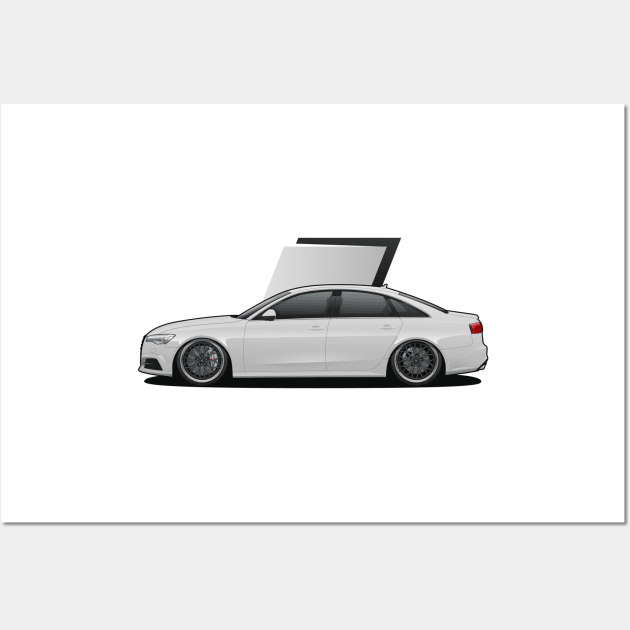 White A6 C7 stance Wall Art by KaroCars